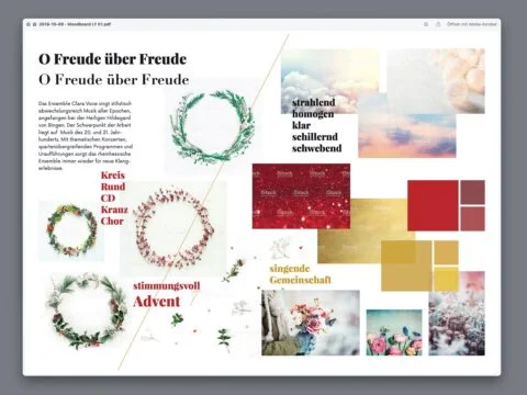 Unser Prozess: Darstellung von einem Moodboard bei Grafikdesign-Projekten