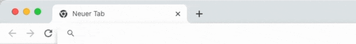 Browserfenster mit einem neuen Tab und der Bezeichnung Neuer Tab in der Tab-Leiste.