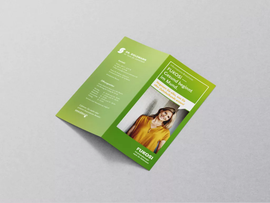 Informationsflyer für Zahnarztpraxis Dr. Sielemann aus Mainz. Konzeptvorstellung: FUKOSi