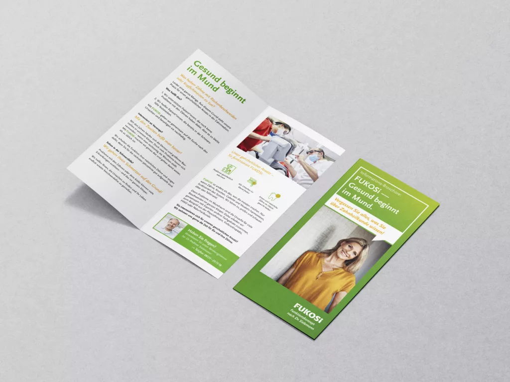 Informationsflyer für Zahnarztpraxis Dr. Sielemann aus Mainz. Konzeptvorstellung: FUKOSi