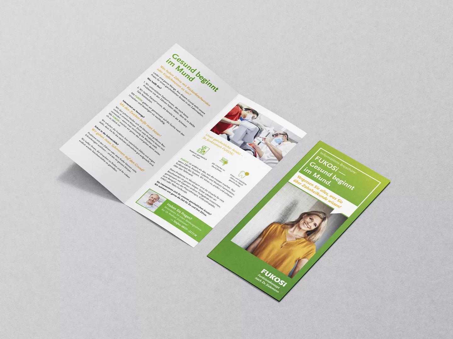 Informationsflyer für Zahnarztpraxis Dr. Sielemann aus Mainz. Konzeptvorstellung: FUKOSi